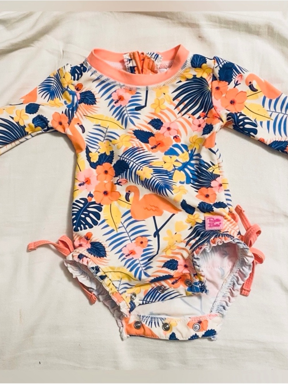 Ruffle Butts Flamingos Floral Swimsuit
